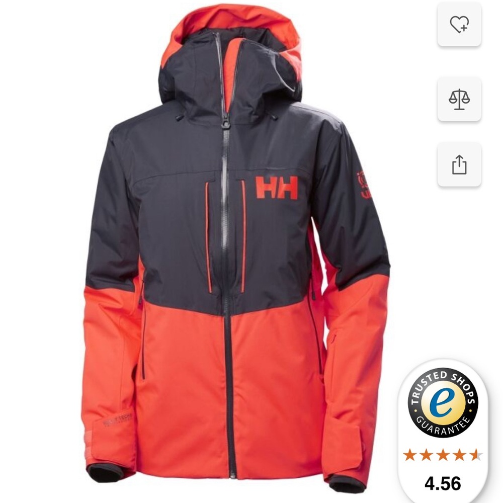 Helly Hansen Women's Freedom Ski Jacket, medium, graphite and neon coral